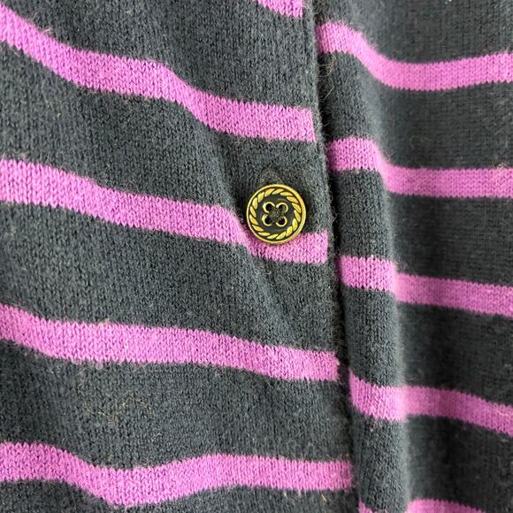 Nautica Button Up Long Sleeve Sweater Women's XL Navy & Purple Striped Dark Prep - Picture 7 of 10